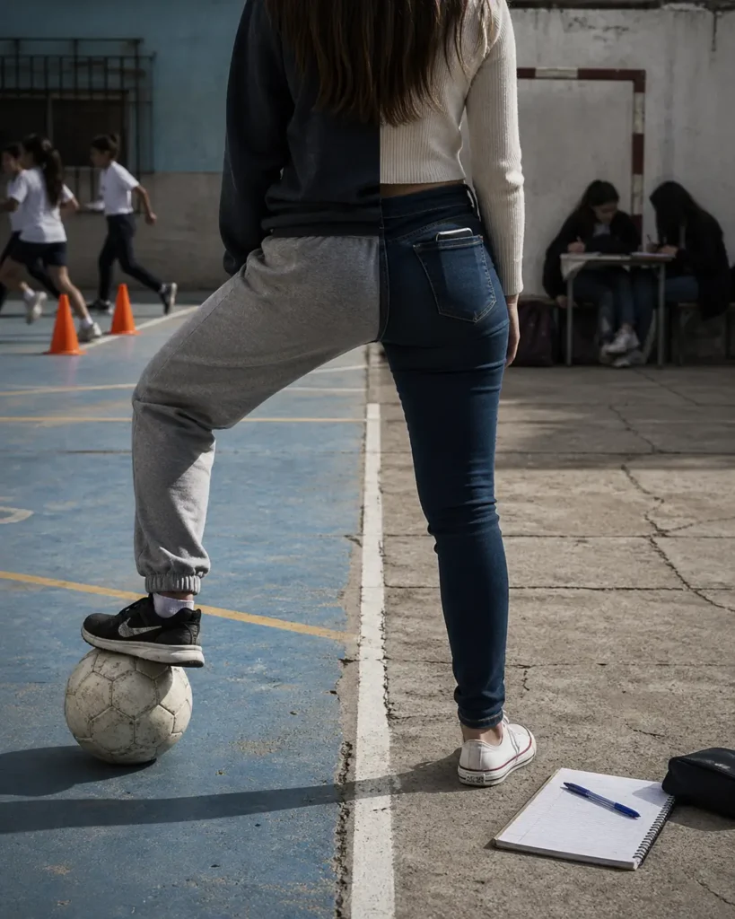 Pantalón híbrido que combina jogging y jean